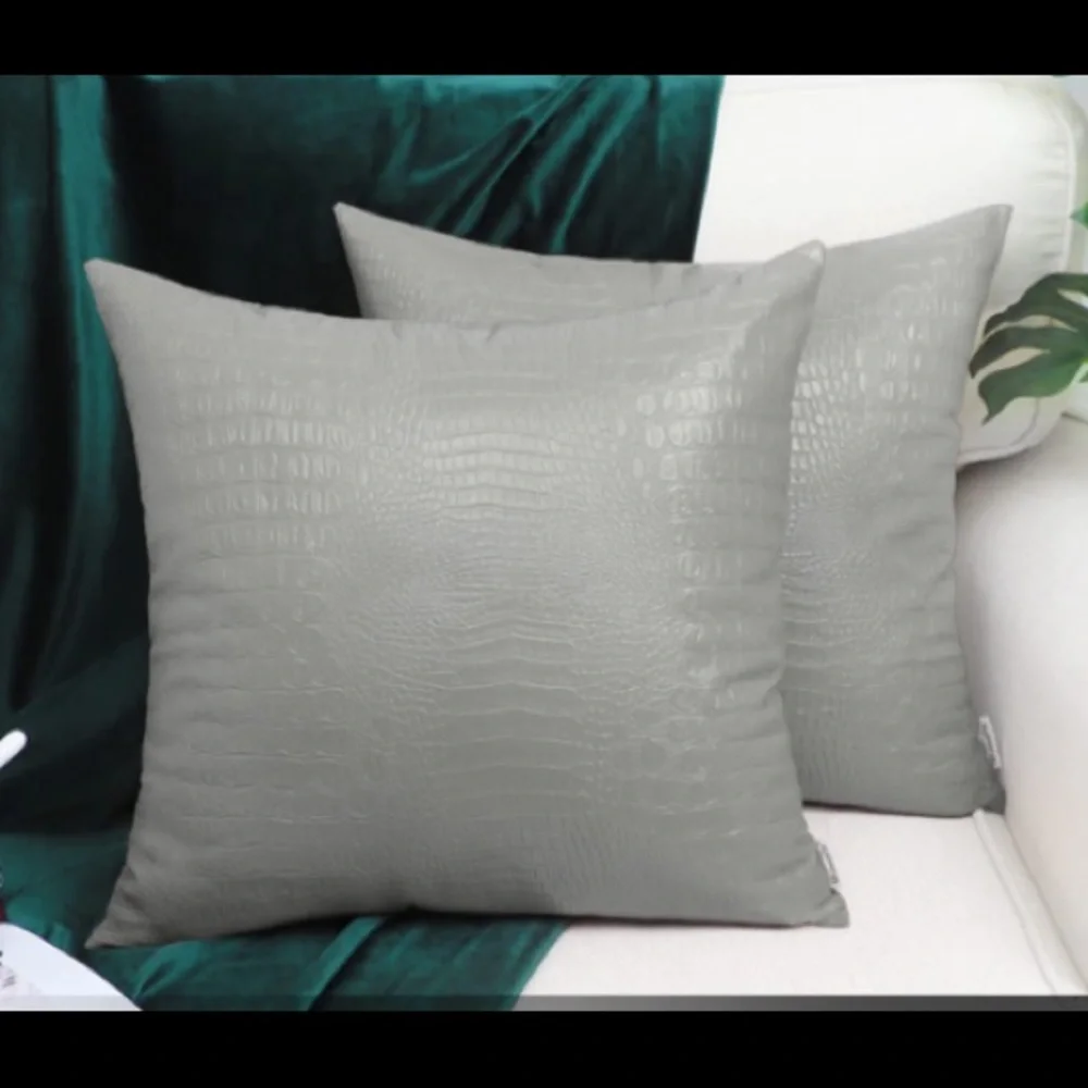 NWT set of 2 Gray Leather Pillow covers